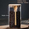 800/1000/1200ML Large Capacity Square Sealed Glass Jar with Spoon Seasoning Coffee Bean Storage Jar Home Sealed Storage tanks
