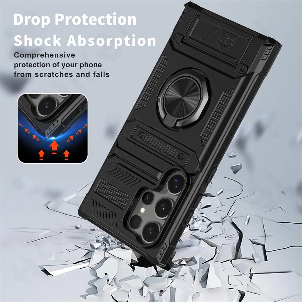 Custodia Per Samsung Galaxy S25 S24 S23 Ultra Plus FE A55 A35 A15 A14 Magnetica Anello Rotante Cavalletto Protezione Pesante Copertura Portafoglio