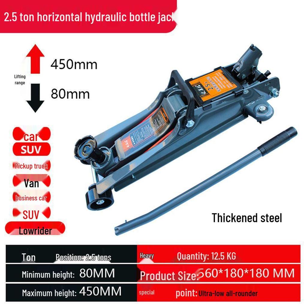 3-Ton Horizontal Hydraulic Car Jack with Double Pump for Small Trucks and Sedans