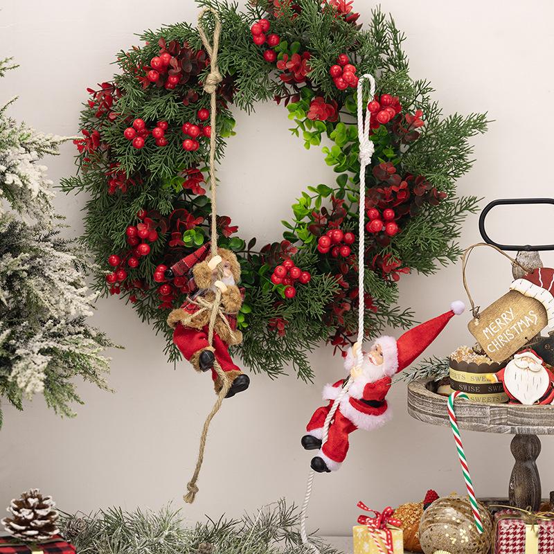 4/1x Hanging Santa Claus Christmas Decoration Classic Style Plastic Wall Mount Climbing Rope Santa Figurine Xmas Party Pendant
