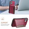 For iPhone 17 Case Card Holder Kickstand Crocodile Texture Leather Back Phone Cover