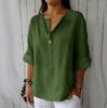 2026 European & American Summer Women's V-Neck Cotton Linen Loose T-Shirt