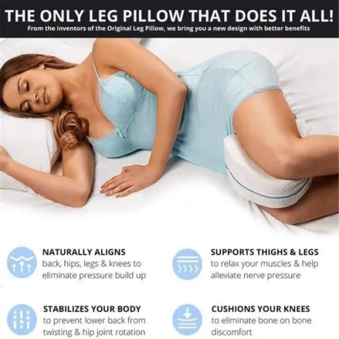 Almohada de Pierna Cojín para Rodillas de Espuma Viscoelástica para un Sueño Ergonómico Alivia el Dolor
