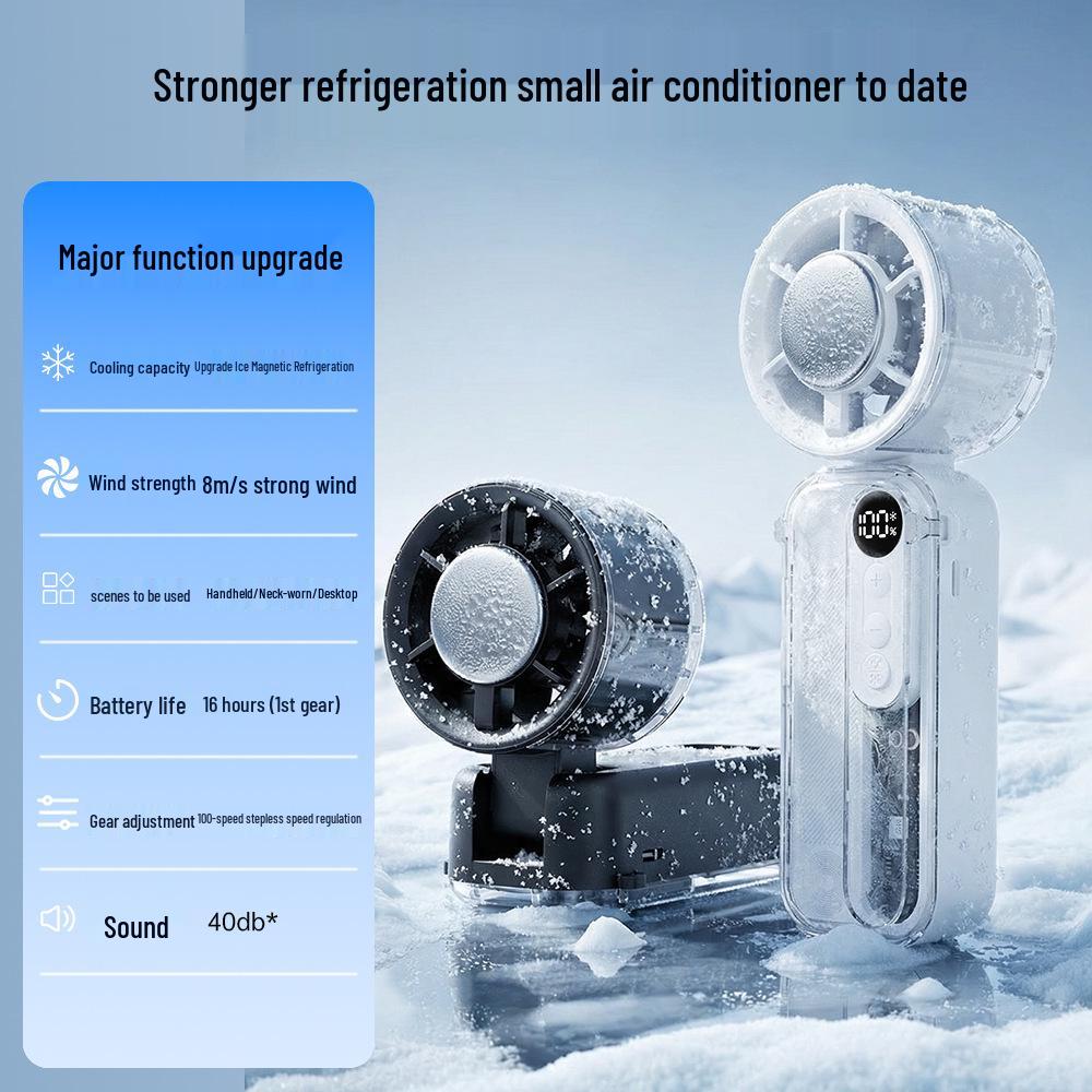 Rechargeable Handheld Neck-Hanging Mini Fan with Semiconductor Cooling and Long Battery Life