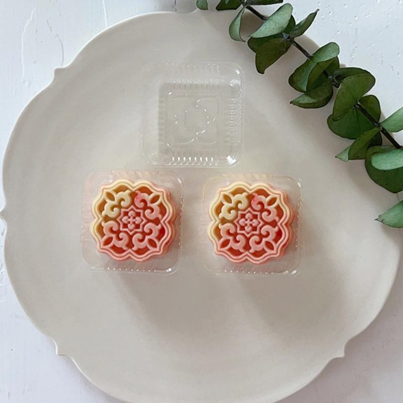 Plastic Mooncake Moulds Pastry Mold Mooncake Baking Tools Flower Shaped ABS Material Mooncake Stamps for Festival Baking