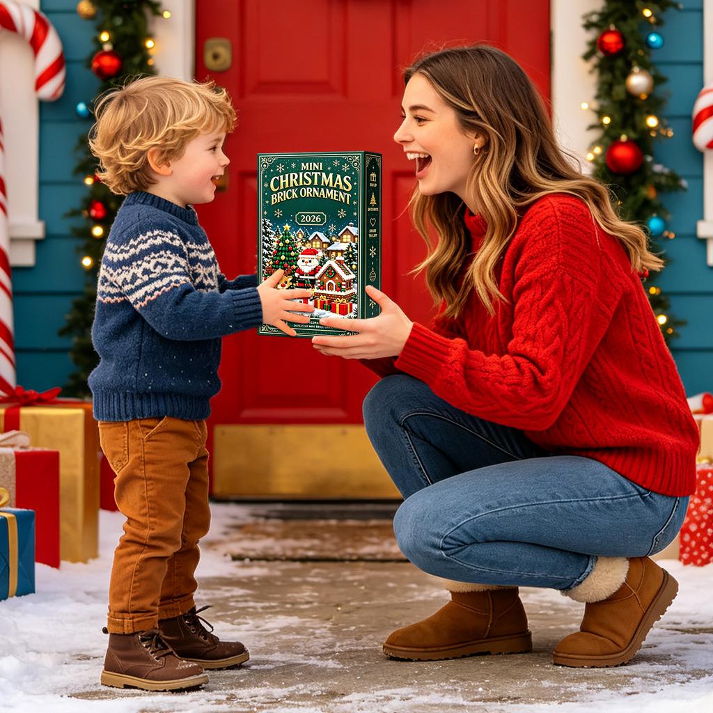 Calendario dell'Avvento di Natale 24 Giorni Mini Ornamenti in Mattoncini Unici Blocchi da Costruzione Fai da Te Scatola Regalo Countdown Decorazioni per la Casa di Natale