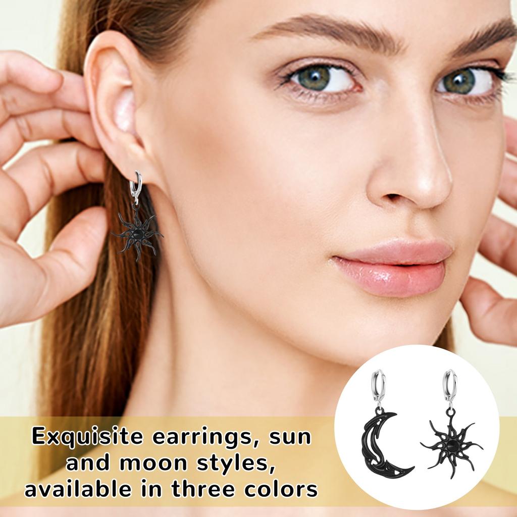 Simples Sun And Moon Earrings Personality Asymmetrical Abstract Earrings Short Hollow Star And Moon Earrings