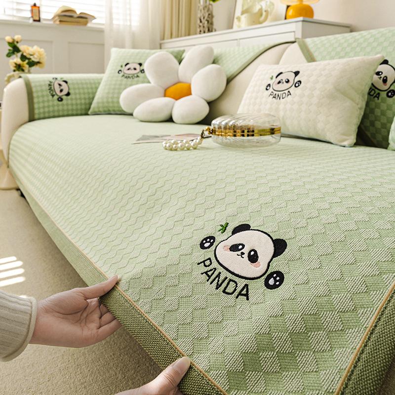 New Chenille Sofa Cushion Four Seasons Universal Cartoon Seat Cushion Fixed Non-Slip Straight Row Sofa Cover Cover Cloth