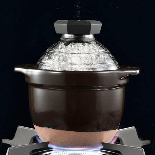 HARIO Banko Ware Rice Cooker with Glass Lid, 1-Cup Rice Cooker, Earthenware Pot (GNR-150-B-AZ)