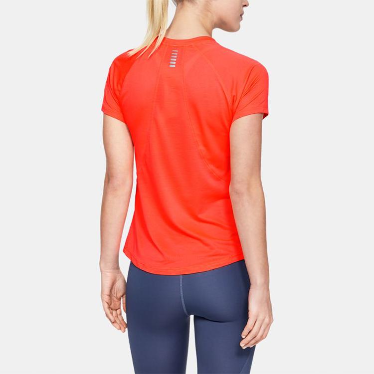 Under Armour Qualifier HexDelta Short Sleeve T-Shirt Women Tops Plasma-Red 1326504-836