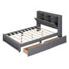 Upholstered Bed, 140 X 200cm, No Mattress, App-Controlled LED Light, Bed with Drawers Featuring Power Outlets and USB Ports, Built-In Storage