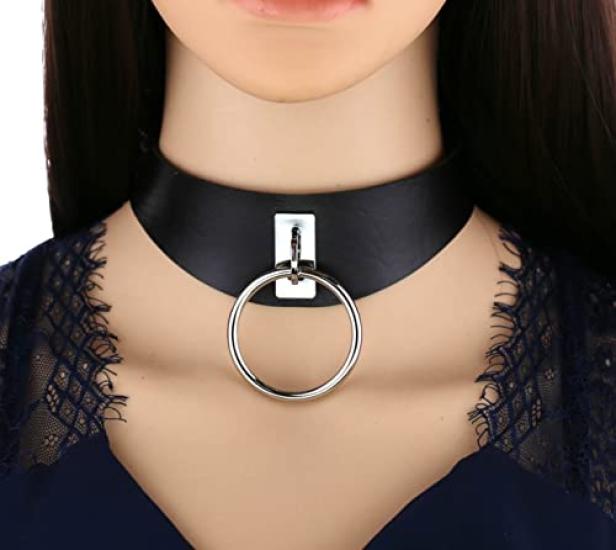 DOKiDOKi Collar and Leash with Ring for Human Cosplay SM Cosplay SM Cute Choker (Black) - Master/Slave/Cat Costume, Restraints, Handcuffs, Collar,