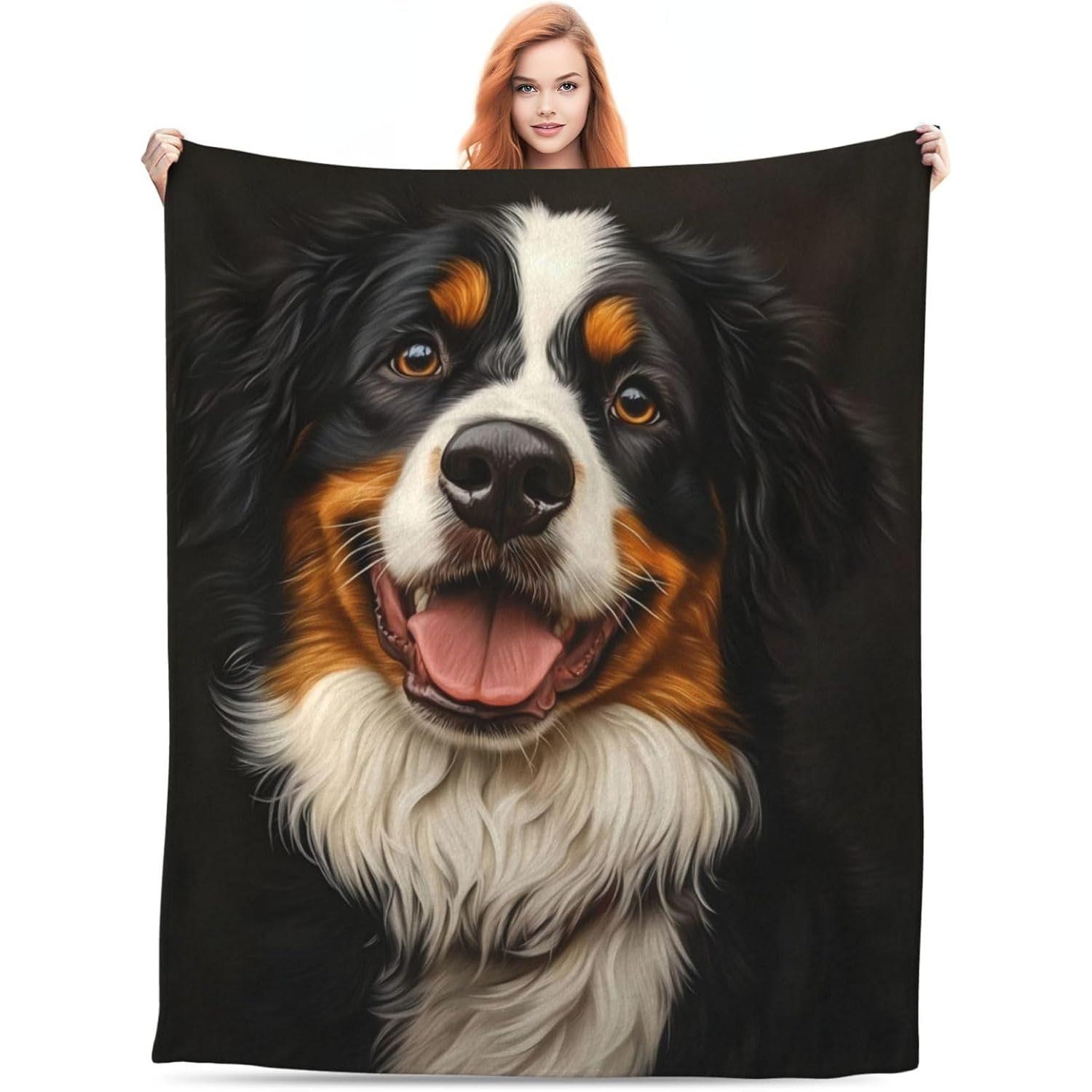 Tapestry cute blanket for Bernese Mountain Dog 75x100