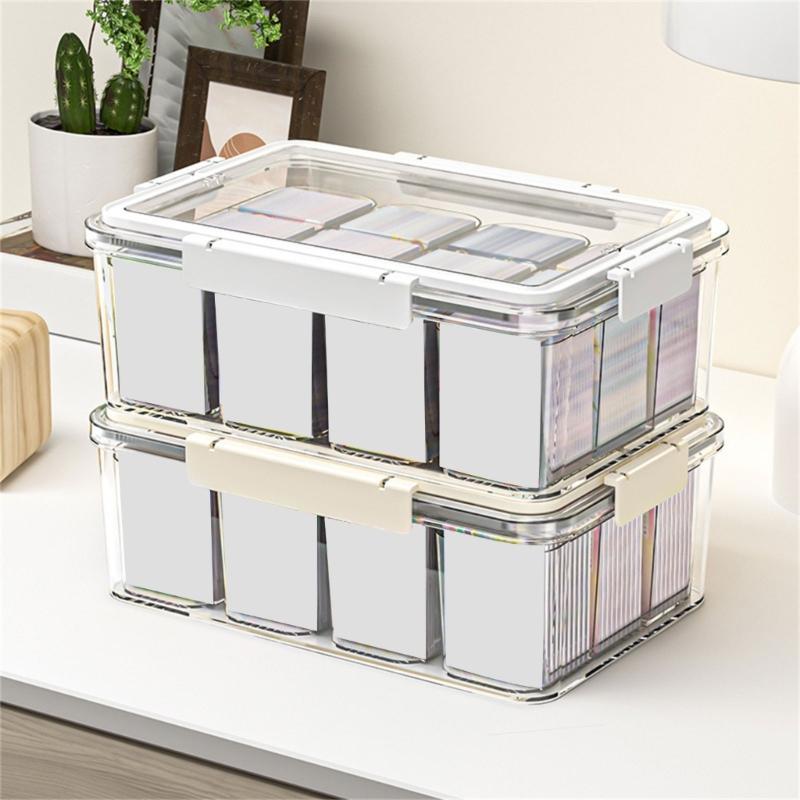 High Capacity Clear Craft Organizer Box Beads Storage Container with 4 Inner Boxes Large Capacity Clear Card Holder