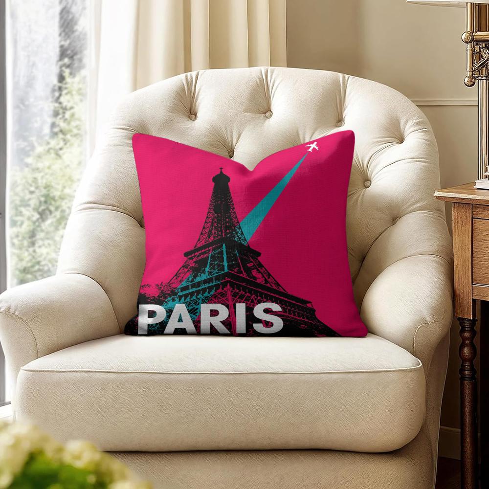 Vintage Retro Travel Cushion Cover Natural Linen Organic Fabric DoubleSided Printing Couch Pillow Covers Home Decor