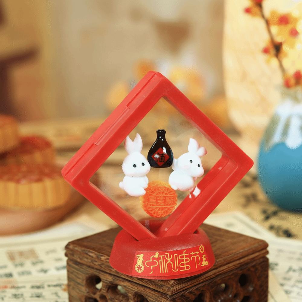 Cute Mini Mid-Autumn Ornament Floating Box Miniature Rabbit Statue Mid-Autumn Festival