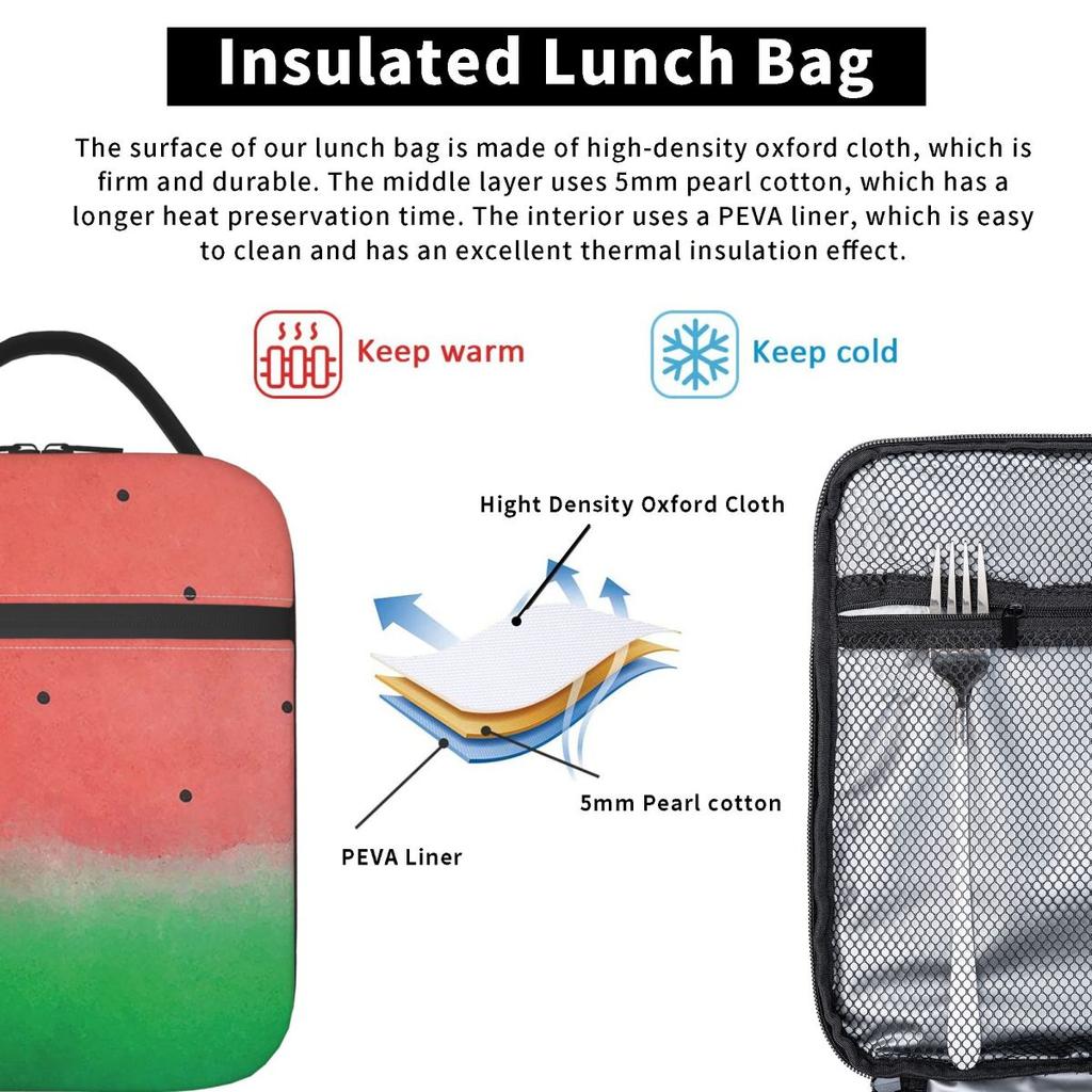 Summer Fresh Watermelon Fruit Insulated Lunch Bag for Kids School Cooler Thermal Food Box Tote Portable Lunch Boxes Container