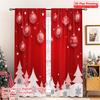 2pcs 2D Flat Printing Merry Christmas Drapes Red Christmas Ornaments Snowflakes Trees Polyester Without Electricity Festive Wall
