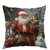 Christmas Theme Sofa Pillow Cover Snowman Print Cushion Cover Polyester Pillow Cover Car Cushion Cover
