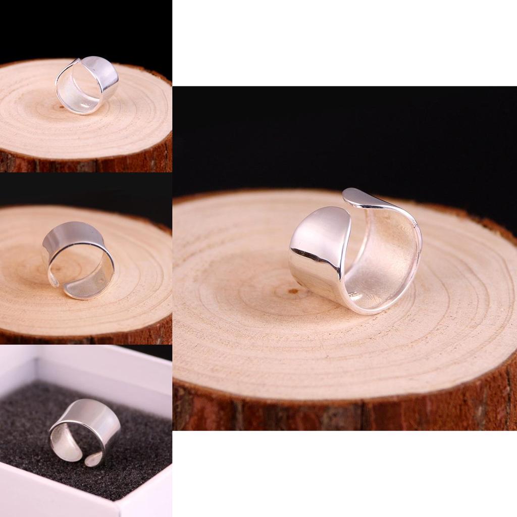 Chic S925 Silver Ring For Women Sophisticated Simple Shiny Finish Adjustable