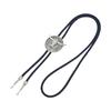 Handcraft Rope Bolo Tie with Engraved Bullhead Designs Pendant Necktie for Western Theme Party Roleplay Collar Tie