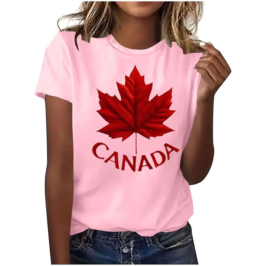 Damen Mode Lässiges Oberteil mit Ahornblatt-Print