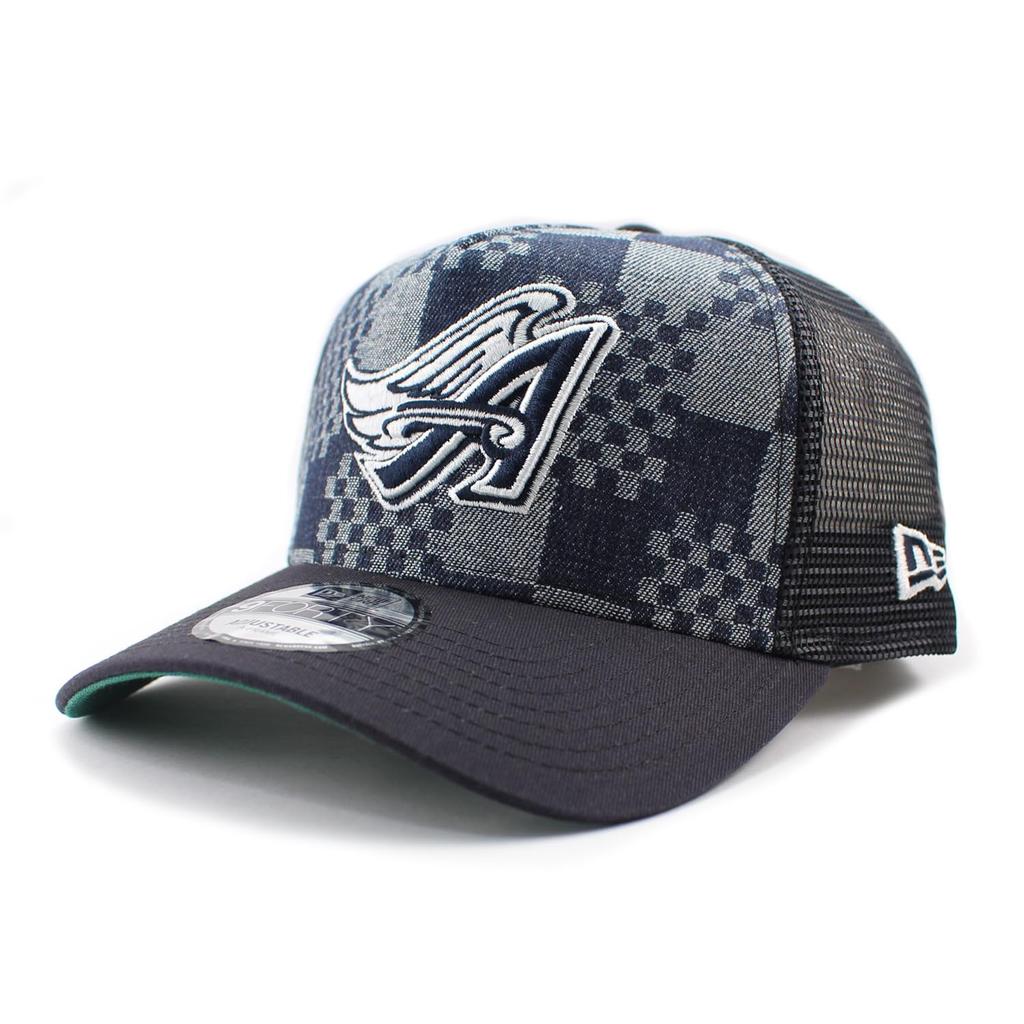 New Era Mesh Cap 9FORTY Anaheim Angels MLB A-FRAME DENIM NAVY PATTERN COOPERSTOWN MESH CAP BLUE ANAHEIM ANGELS Hat 940AF A-Frame Blue [Used]