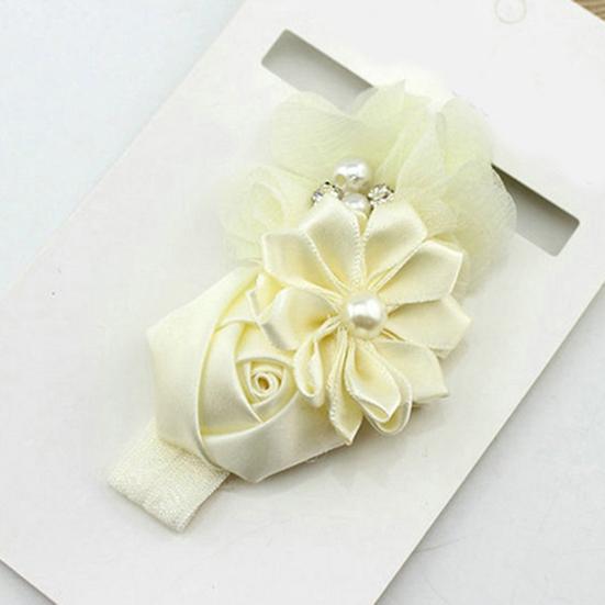 Headband Faux Pearl Skin-friendly Chiffon Baby Girls Bow-knot Kids Headwear for Birthday