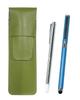 Grained Leather Light Green Pen Case with Metal Smartphone Touch and Metal Cap Ballpoint Pen Extra Blue Pointer, Set, SASKI-701S-QSJW700-L