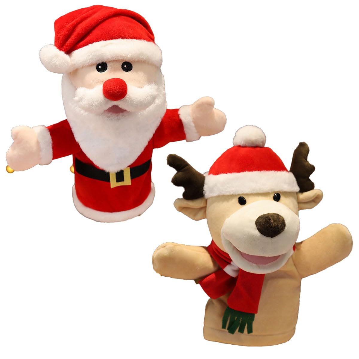 

iikuru Christmas Puppet Set of Santa Plush Cute Decorative Hand Puppets 2, Dolls,