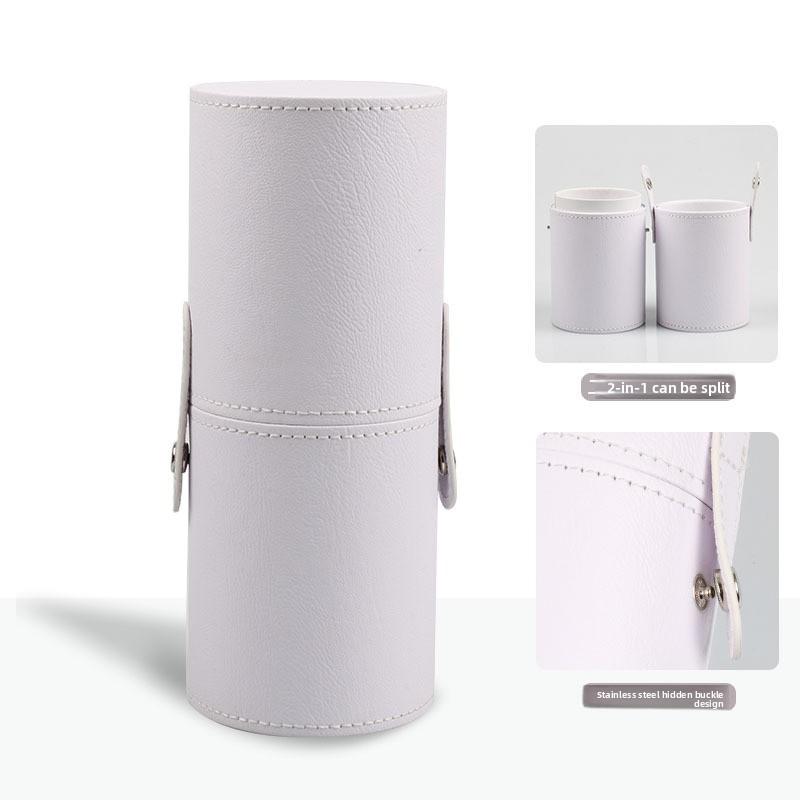 High-appearure-level PU leather makeup brush storage bucket with large capacity design, a desktop makeup storage tool