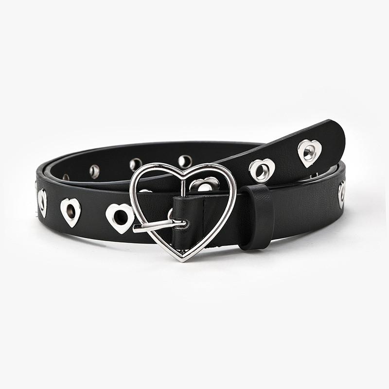 Fashionable Design Heart Decorative Womens Jeans Belt Made Of Faux Leather With Eyelet Details In Elegant Options Color