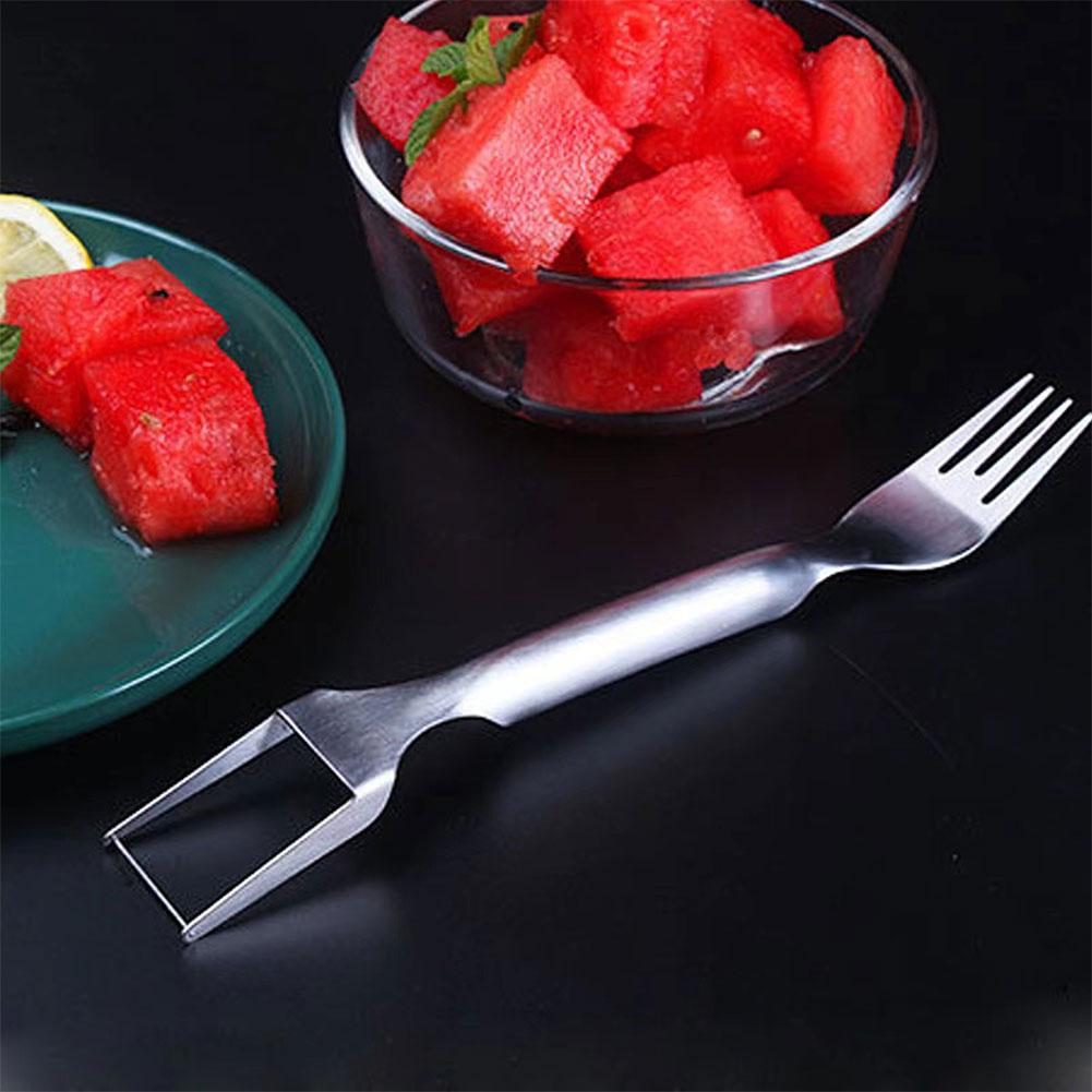 2 In 1 Watermelon Fork Slicer Stainless Steel Fruit Forks Slicer Multi-purpose Watermelon Cutter Knife Kitchen Accessories
