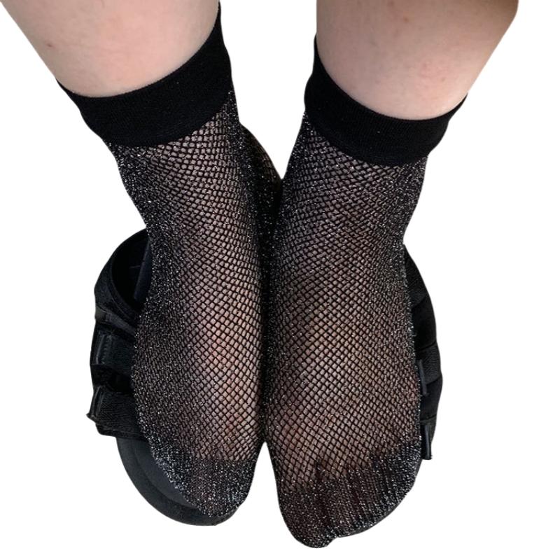 Women Retro Gothic Summer Lace Top Floral Fishnet Ankle Socks Lady Black Nylon Short Lace Stockings 23 Models Shoe Size 5-10