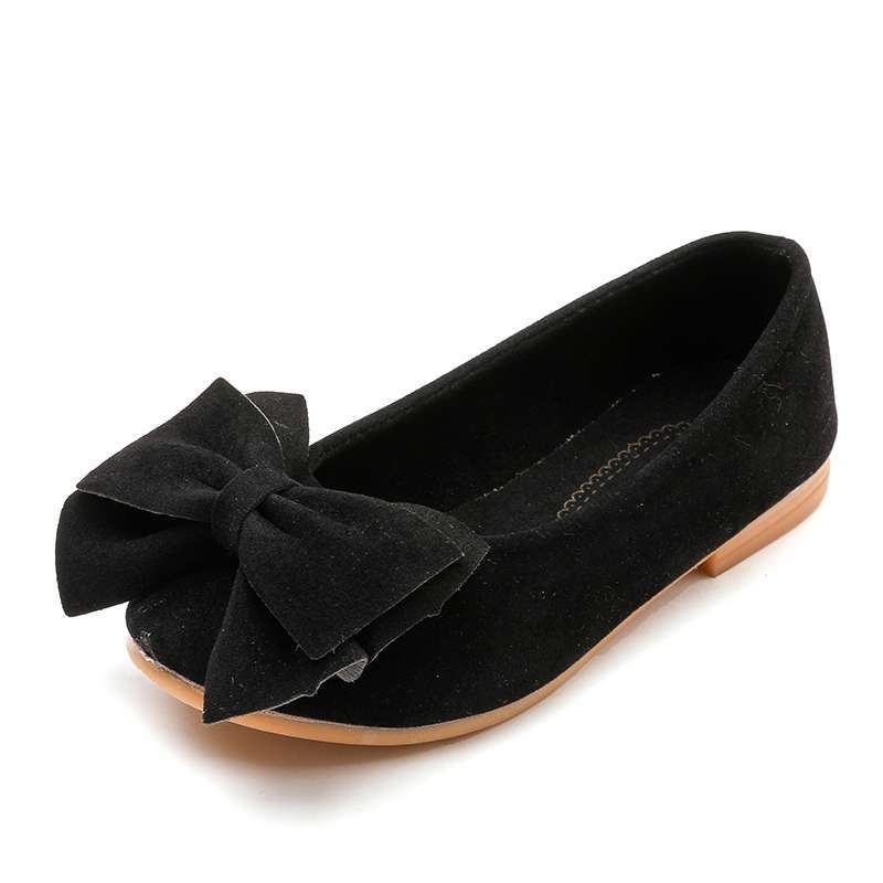 

2018 new solid color bow princess shoes, girls fashion trend single shoes, comfortable and wear-resistant one-pedal shoes 30 yards inner length about 18cm чёрный