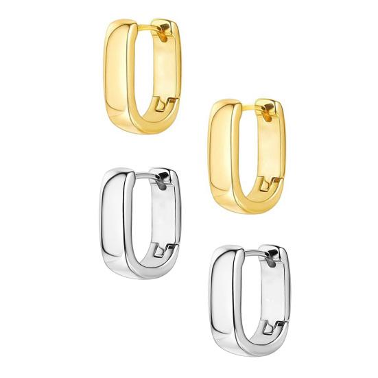 1 Pair Women Earrings, Hypoallergenic U-Shaped Hoop Earrings, Smooth Polished Surface Copper Earrings for Jewelry Gift