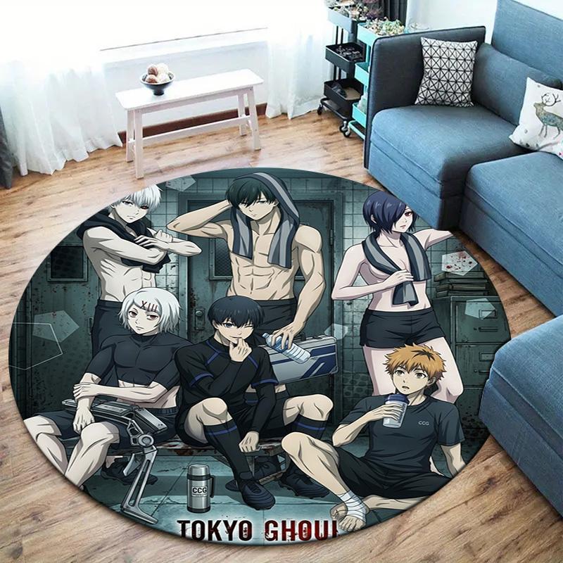 Tokyo Ghoul Round Area Rug Carpet Rug For Living Room Bedroom Sofa Playroom Decor Nonslip Floor Mat
