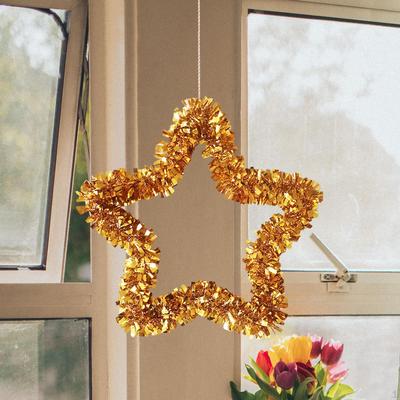 Pentagram Garland Star Wreath Ornaments Hanging Backdrop Tinsel for Front