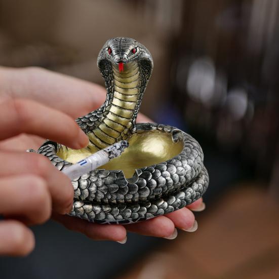 Snake Ashtray Resin End Table Ashtray Artistic Coiling Snake Ashtray Reptile Lover Gift for Year of The Snake Home Office Decor