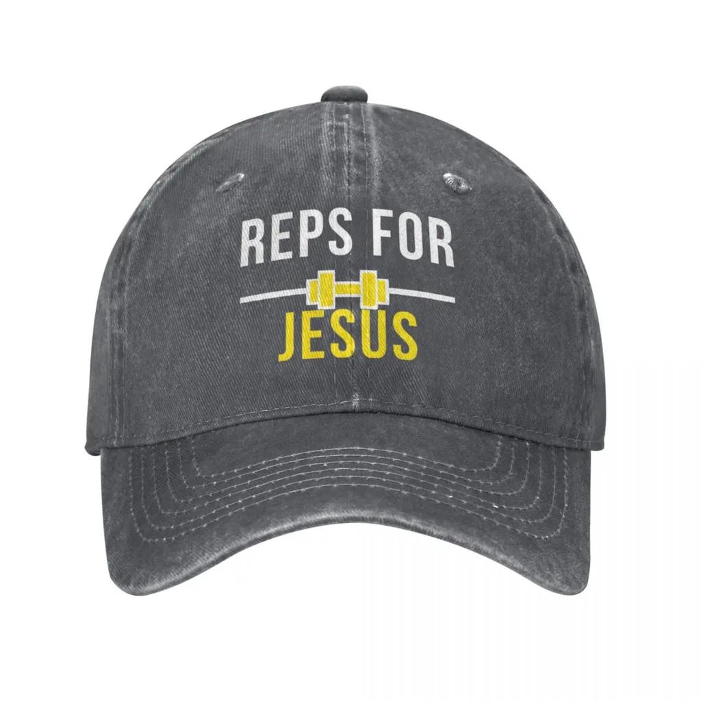 Reps For Jesus Baseball Caps Casual Distressed Washed Bodybuilding Ripped Muscle Sun Cap Unisex Style Outdoor Summer Hats Cap