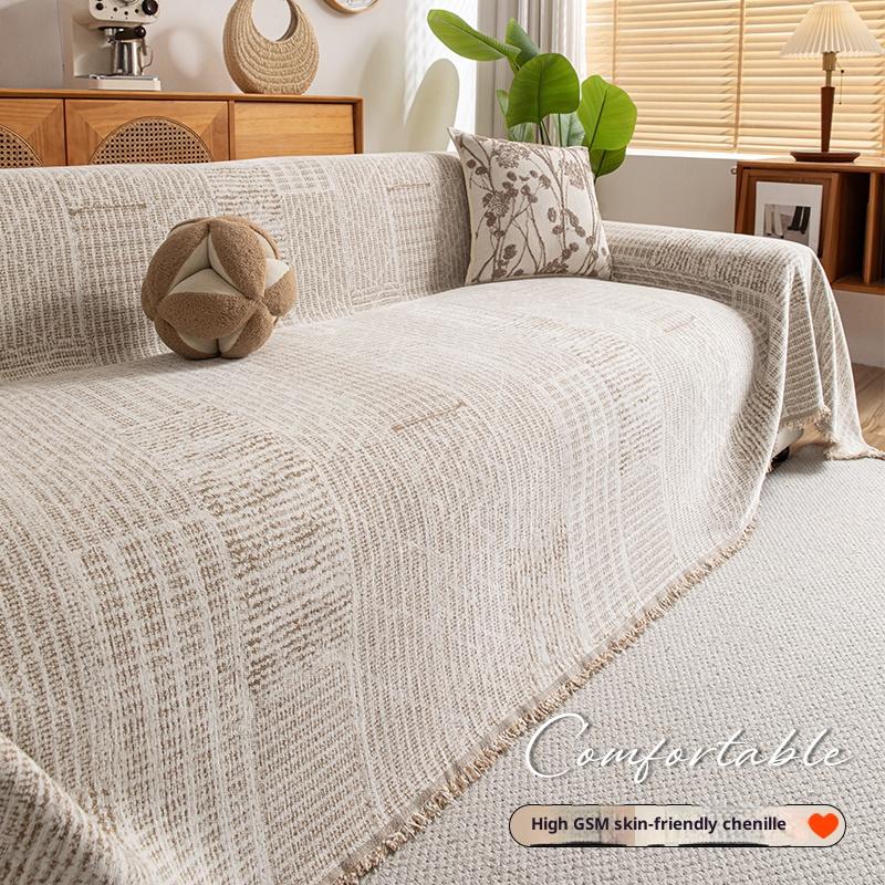 Thick Chenille Sofa Cover Waterproof Cat Resistant One Piece Design with Elegant Stitch for 2/3/4 Seater