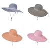 Polyester Striped Sun Hat With Wide Brim For Summer Travel And Outdoor Activities
