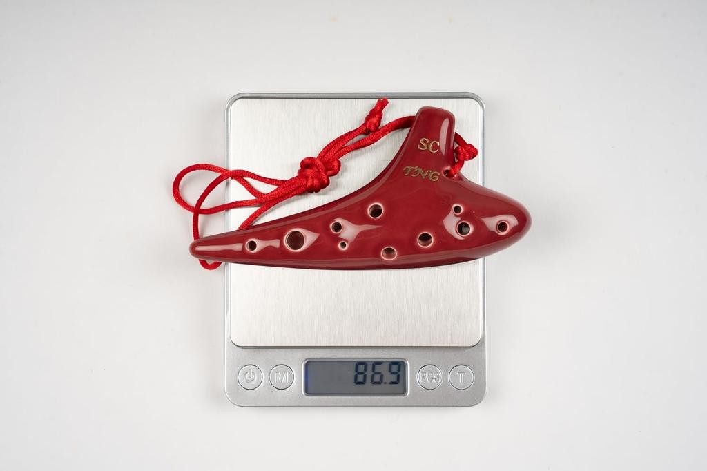 TNG Ocarina Musical Instrument Holes High Quality Single SC Ocarina Tube Playing Glazed Finish [12 / Soprano/C Key/Red] (with Strap)