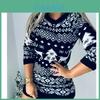 Christmas Animal Pattern Knit Sweater For Women With Long Sleeves For Holiday Wear