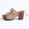 Trendy women's shoes summer new high-heeled platform slippers women's round head belt buckle sandals