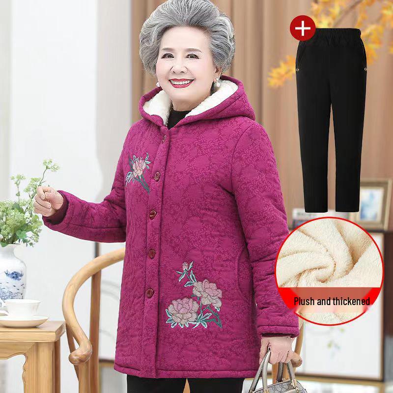 Damen Winterjacke aus Baumwolle mit Samt für Mittelalte und Ältere