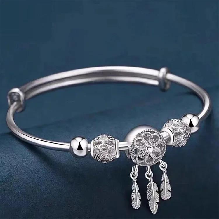 Luxury 925  Silver Open Bracelets For Women Elegant Peacock Opening Screen Bracelets Party Wedding Fine Jewelry Gifts