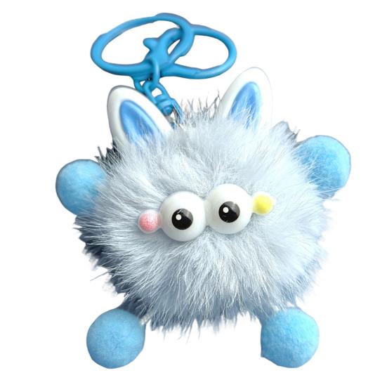 Cute Plush Fur Ball Keychain Unique Briquette Pendant Novelty Fluffy Keys Bag Charm Trendy Bag Accessory
