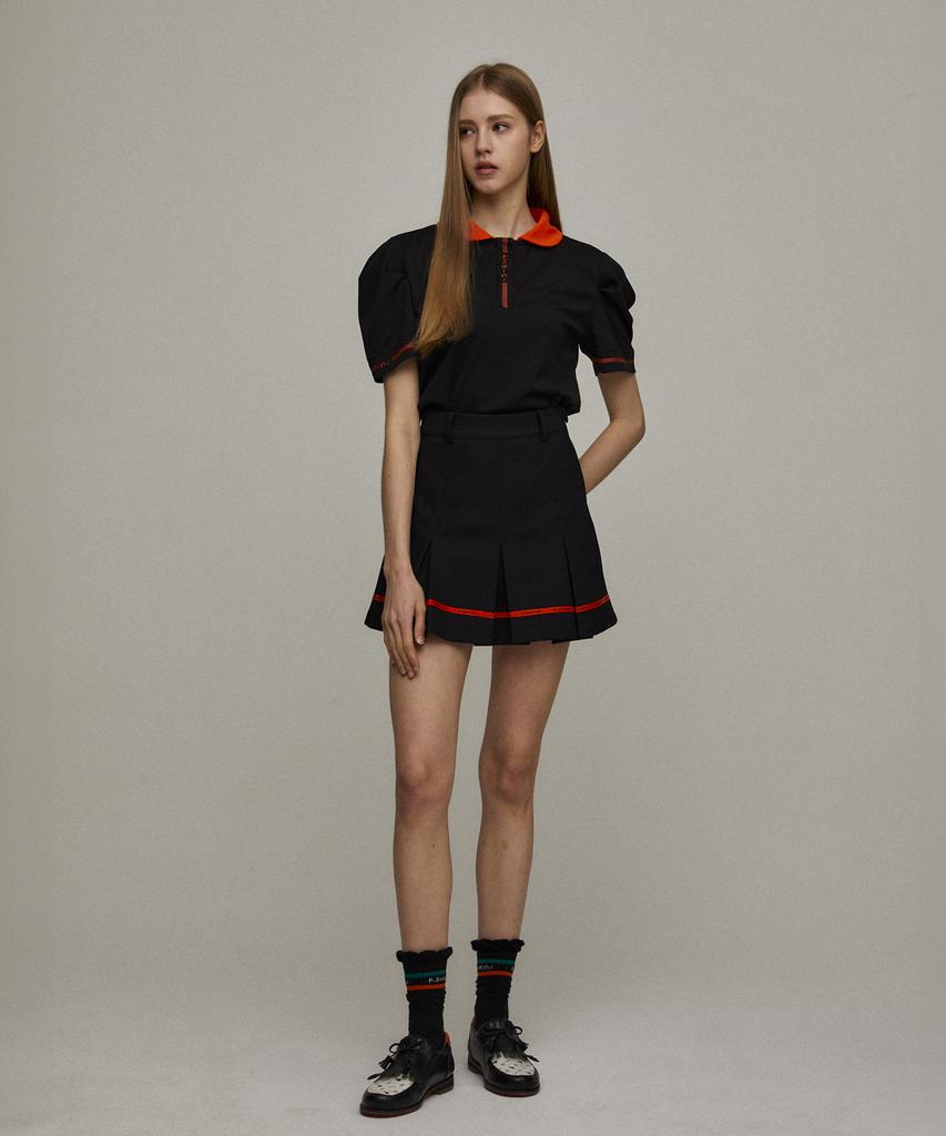 Candini Black Pocket Pleated Skirt