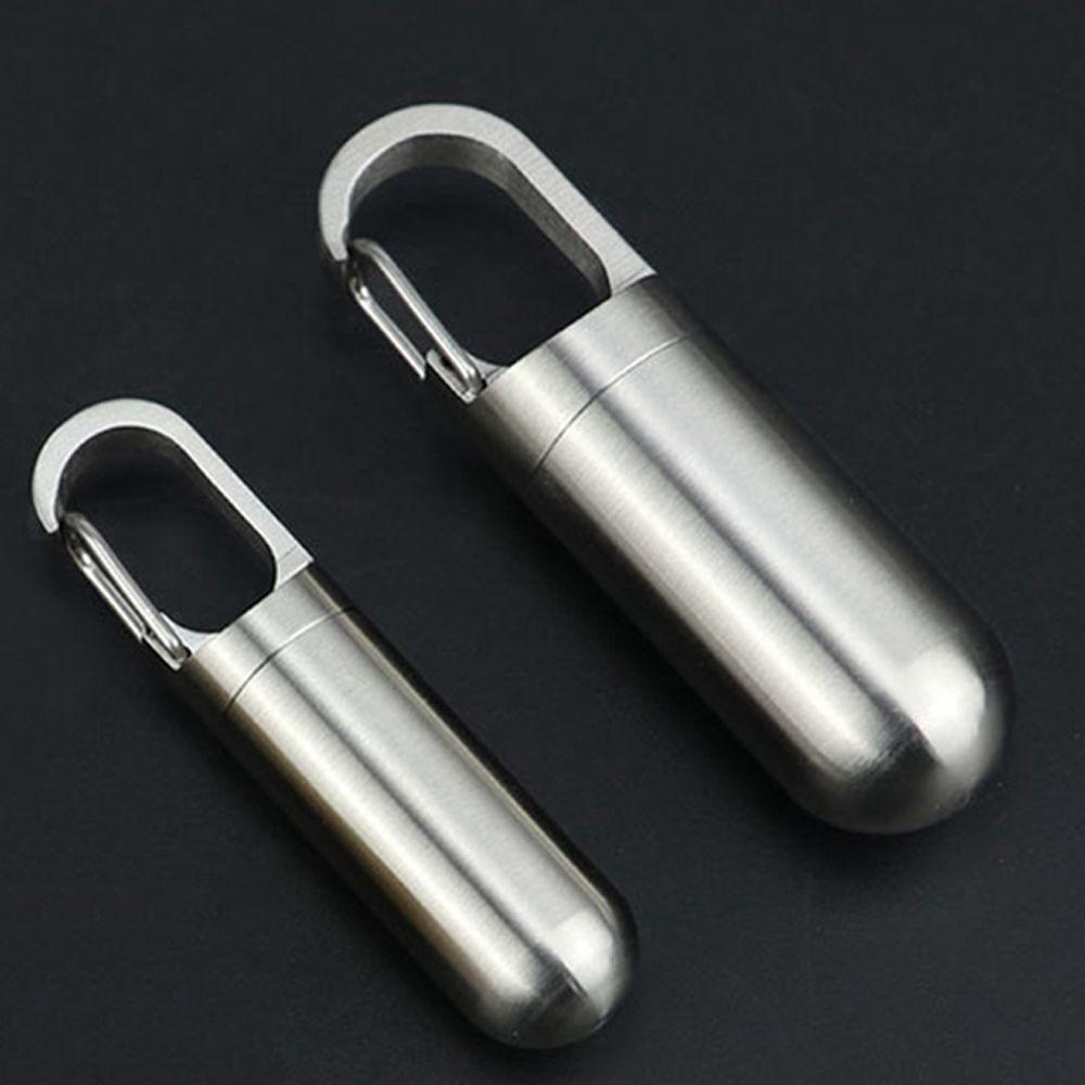 Key Ring Stainless Steel Travel Pill Case Medicine Pill Box Capsules Organizer Granule Storage Box